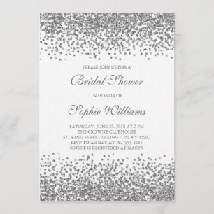 Convite Chá de panela Confetti Silver Glitter
