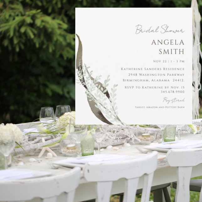 Convite Chá de panela Contemporâneo Botânico Quadrado (Criador carregado)