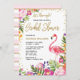 Convite Chá de panela Convidar Flamingo Tropical Rosa