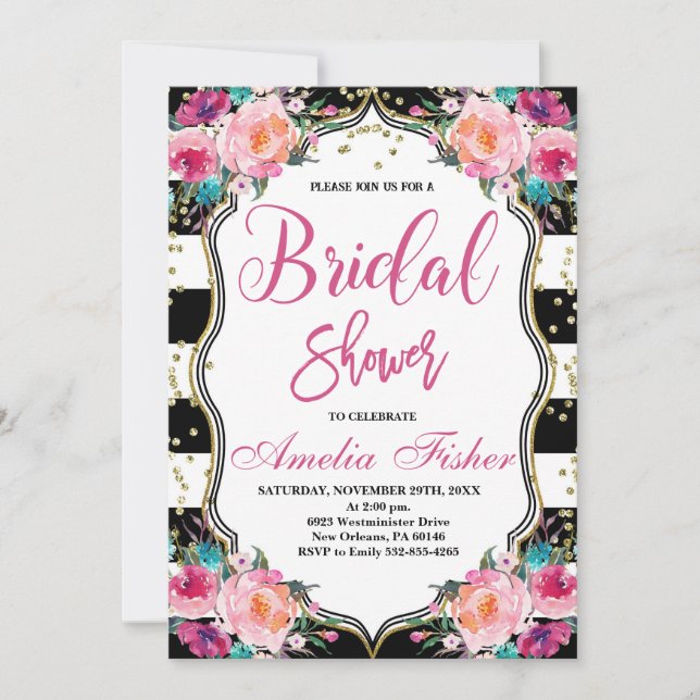 Convite Chá de panela Convide Chá de panela Preto e Branco (Frente)