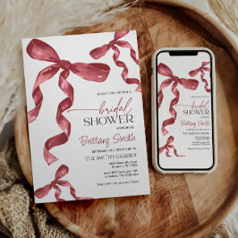 Convite Chá de panela Coquette do Arco Maroon