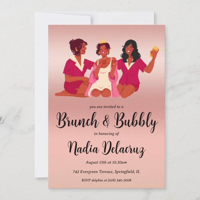 Convite chá de panela cor-de-rosa e dourado (Frente)