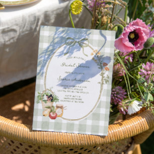 Convite Chá de panela Cottage Green Gingham