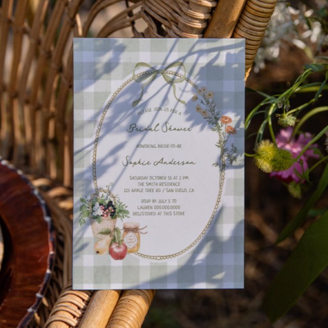 Convite Chá de panela Cottage Green Gingham (Criador carregado)