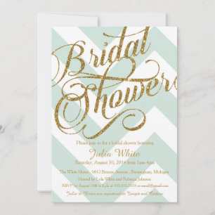 Convite Chá de panela Da Glitter, Mint Chevron