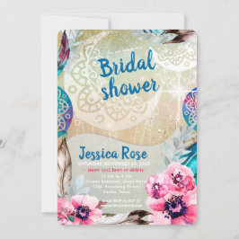 Convite Chá de panela da Lua de Boho do Ouro Dreamy