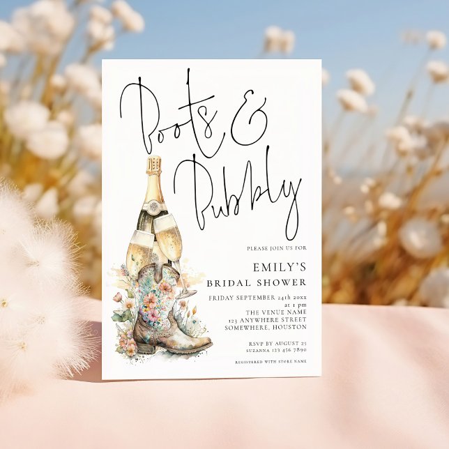 Convite Chá de panela da Modern Boots Bubble Cowgirl (Criador carregado)