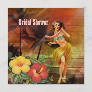 Convite chá de panela da praia de Havaí da menina de hul