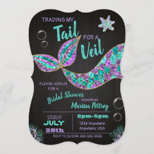 Convite Chá de panela da sereia, giz do brilho