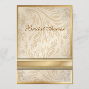 Convite Chá de panela Damask ouro de champanhe