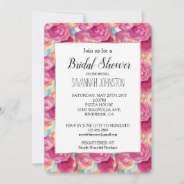 Convite Chá de panela das Flores de Pêssego Rosa bonito