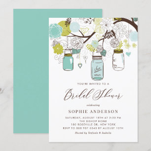 Convite Chá de panela das Flores de primavera de Mason Jar