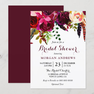 Convite Chá de panela das Flores do Burgundy Boho
