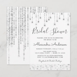 Convite Chá de panela das luzes de cadeia de prata branca