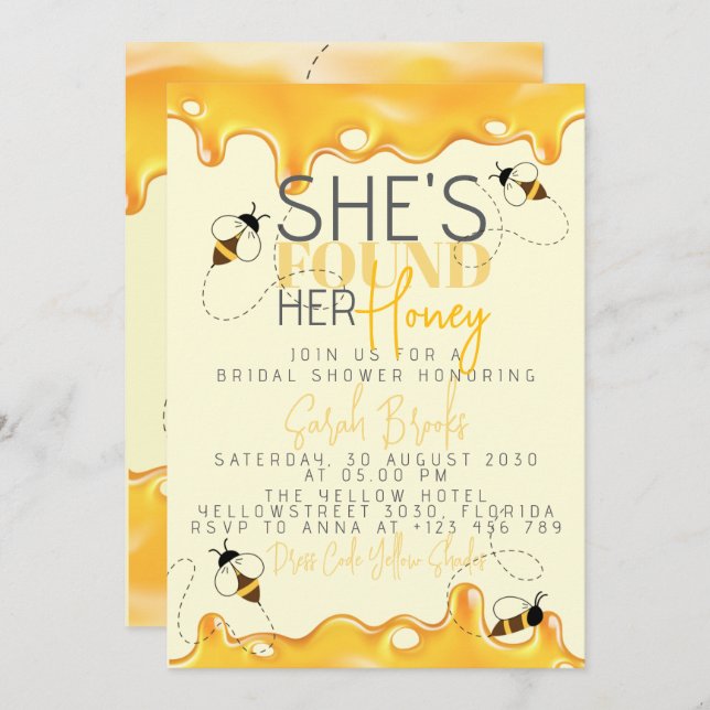 Convite Chá de panela de abelhas (Frente/Verso)