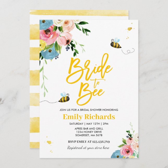 Convite Chá de panela De Abelhas De Noiva Para Abelha (Frente/Verso)