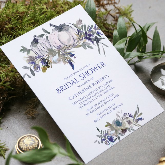 Convite Chá de panela de Abóbora de Aquarela Floral (Criador carregado)