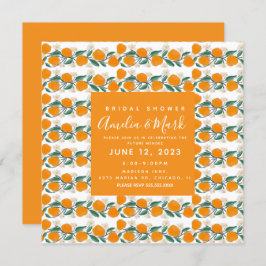 Convite Chá de panela de Abstrato de laranja desenhado à m