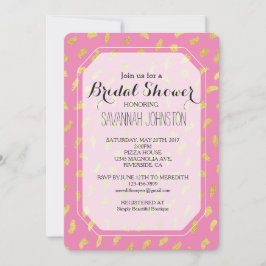 Convite Chá de panela de Abstrato Rosa Dourado