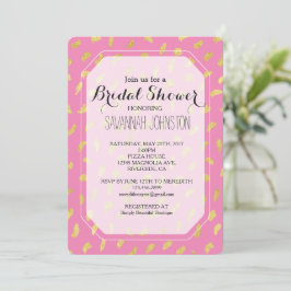 Convite Chá de panela de Abstrato Rosa Dourado