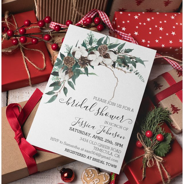 Convite Chá de panela de algodão verde de inverno (Criador carregado)