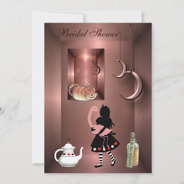 Convite Chá de panela de Alice, de flamingo & de gato de (Frente)