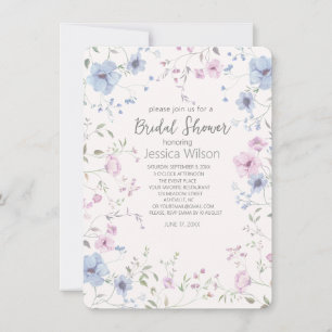 Convite Chá de panela de Anêmona Floral de Cubo de Aquarel