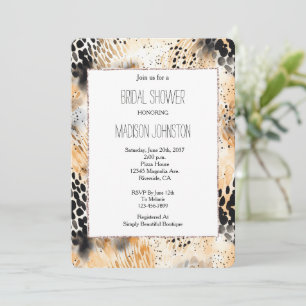 Convite Chá de panela de animais-leopardo-de-creme negro s