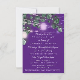 Convite Chá de panela de Aniversário Azul Púrpura