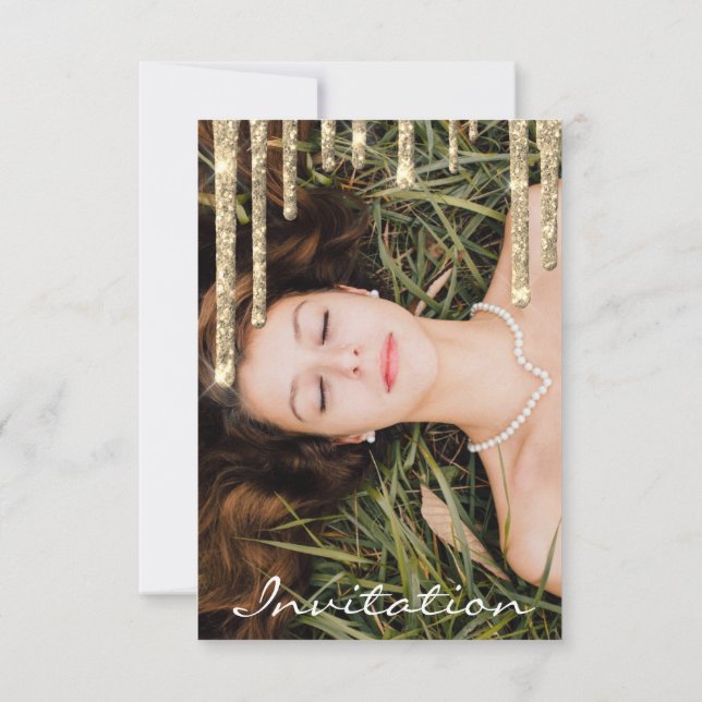 Convite Chá de panela de Aniversário com Glitter Dourado c (Verso)