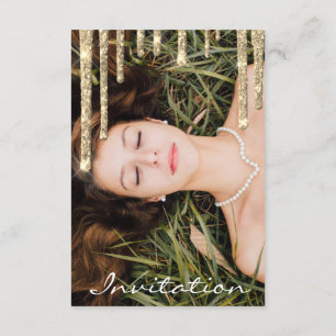 Convite Chá de panela de Aniversário da Cinza Glitter Do