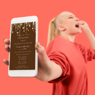 Convite Chá de panela de Aniversário Dourado de Bronze R