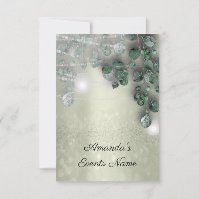 Convite Chá de panela de aniversário Light Jar Rustic Gree (Verso)