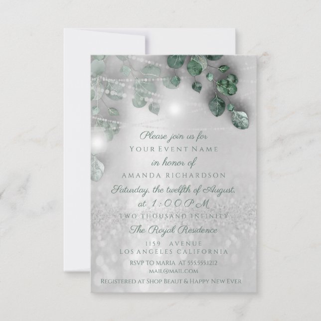 Convite Chá de panela de aniversário Light Jar Rustic Silv (Frente)