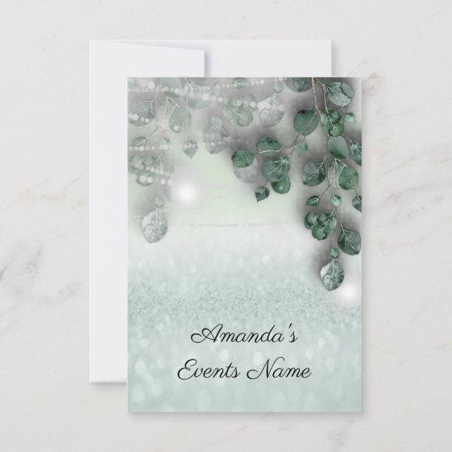 Convite Chá de panela de aniversário Luz Jar Rustic Mint G (Verso)