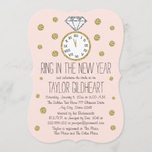 Convite Chá de panela de Ano Novo do Anel Diamante Sparkl