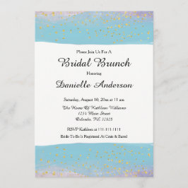 Convite Chá de panela de Aquarela Azul e Dourado