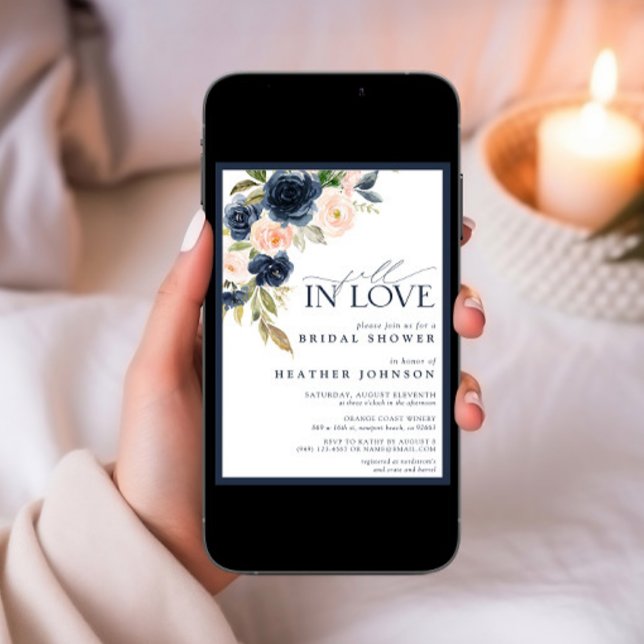 Convite Chá de panela de Aquarela Azul Floral (Criador carregado)