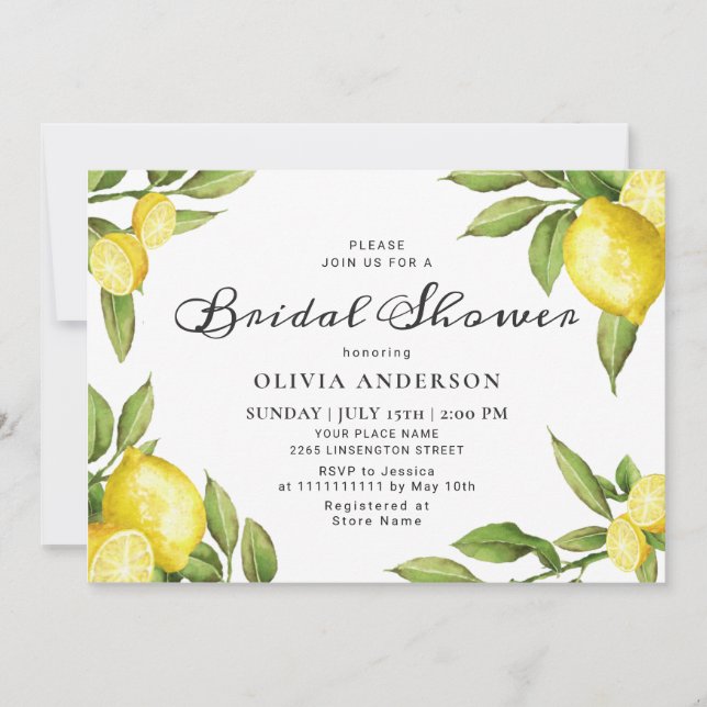 Convite Chá de panela de Aquarela Chic Greenery (Frente)