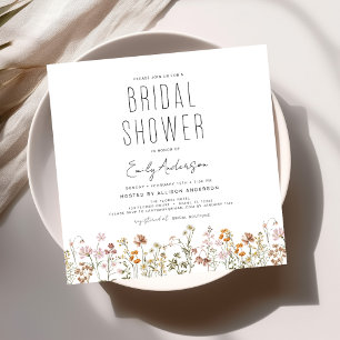 Convite Chá de panela de Aquarela das Flores de Jardim Ele