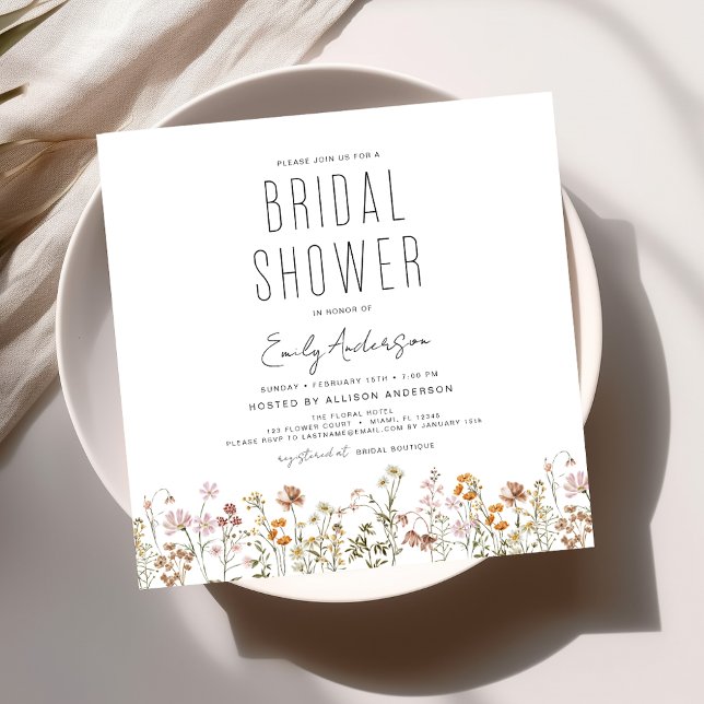 Convite Chá de panela de Aquarela das Flores de Jardim Ele (Criador carregado)