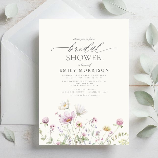 Convite Chá de panela de Aquarela das Flores de Jardim Ele (Criador carregado)