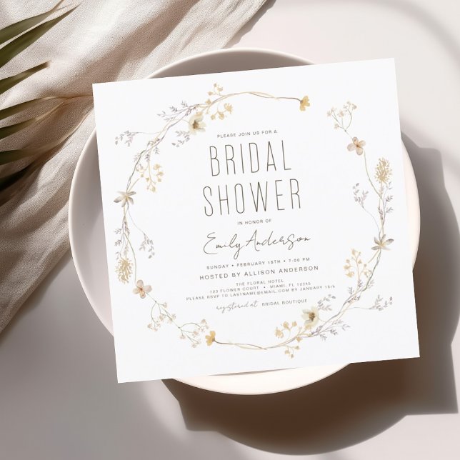 Convite Chá de panela de Aquarela das Flores de Jardim Ele (Criador carregado)