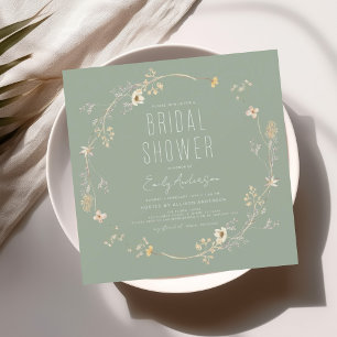 Convite Chá de panela de Aquarela das Flores de Jardim Ele