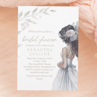 Convite Chá de panela de Aquarela de Casamento Elegante