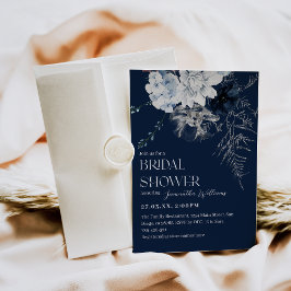 Convite Chá de panela de Aquarela de Flor Azul