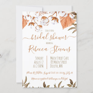 Convite Chá de panela de Aquarela de Flor de Algodão