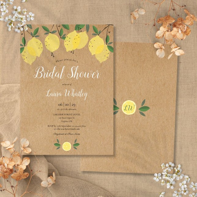 Convite Chá de panela de Aquarela de Lemon Blossom (Lemon Blossom Greenery Watercolor Bridal Shower Invitation)