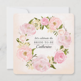 Convite Chá de panela de Aquarela de Peões Rosa-Esbranquiç