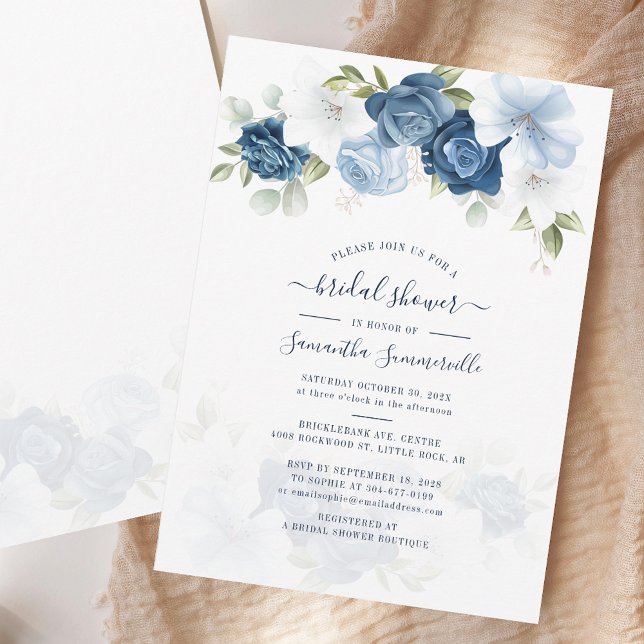 Convite Chá de panela de Aquarela de Script Floral Elegant (Elegant Floral Script Watercolor Bridal Shower Invitation)